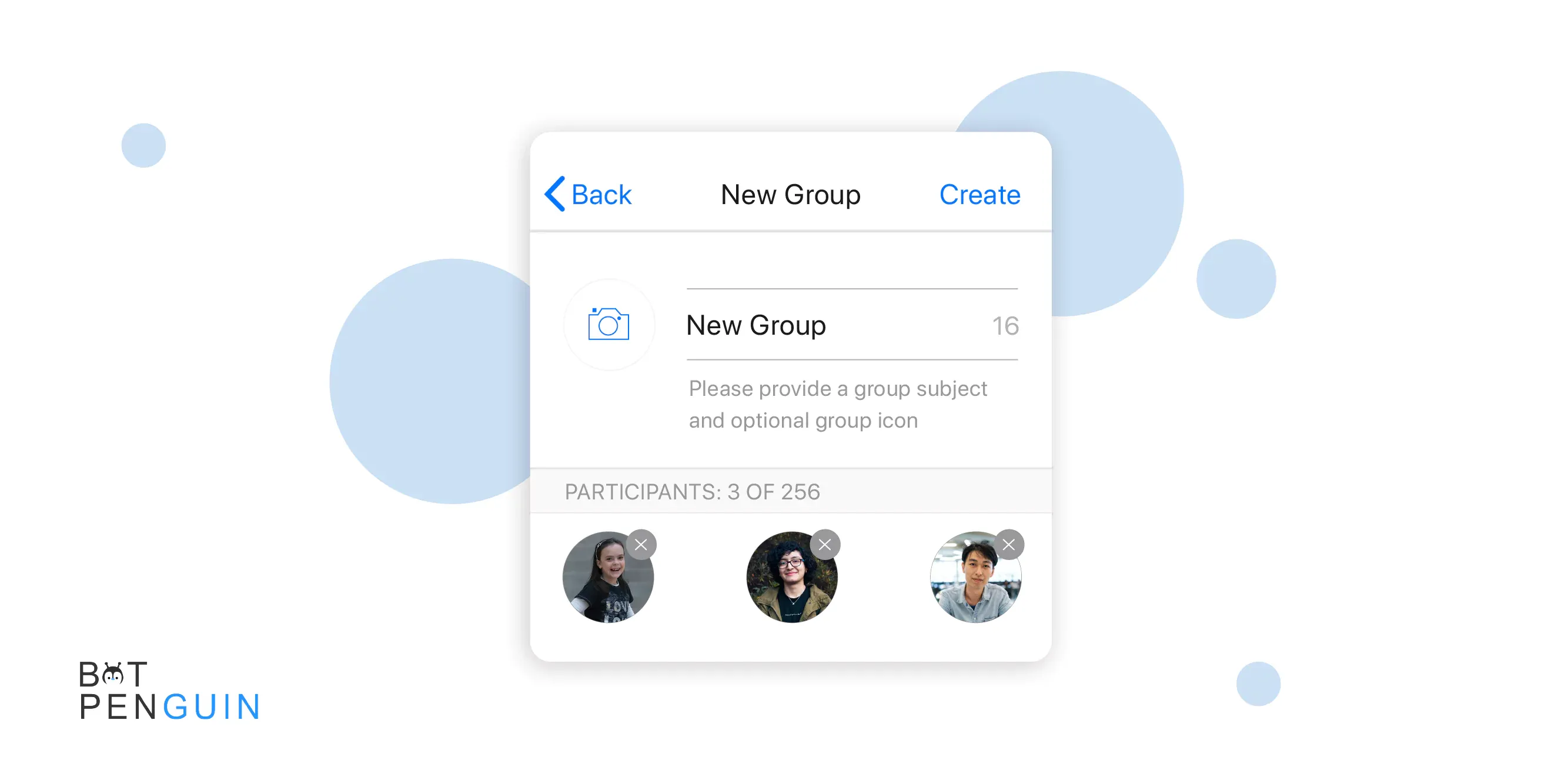 Add participants and a group name 
