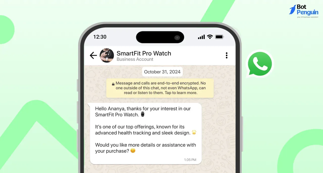 WhatsApp business introduction message After Receiving a Query About a Product