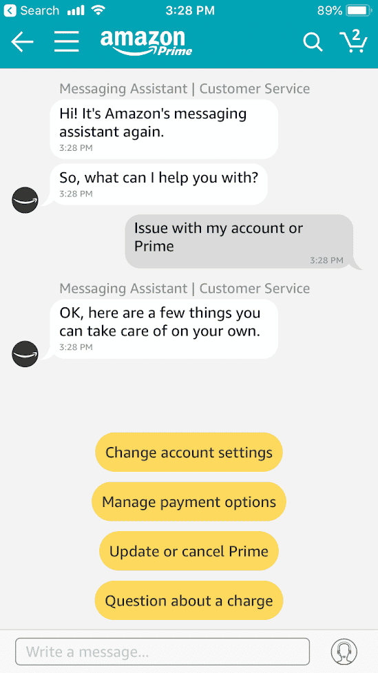 Amazon customer service chatbot