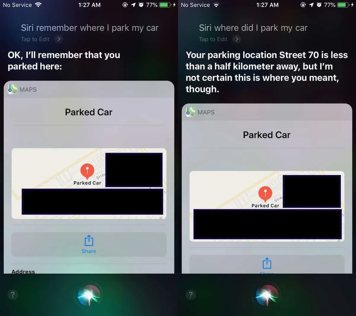 Ask Siri, 'Where's my car?'