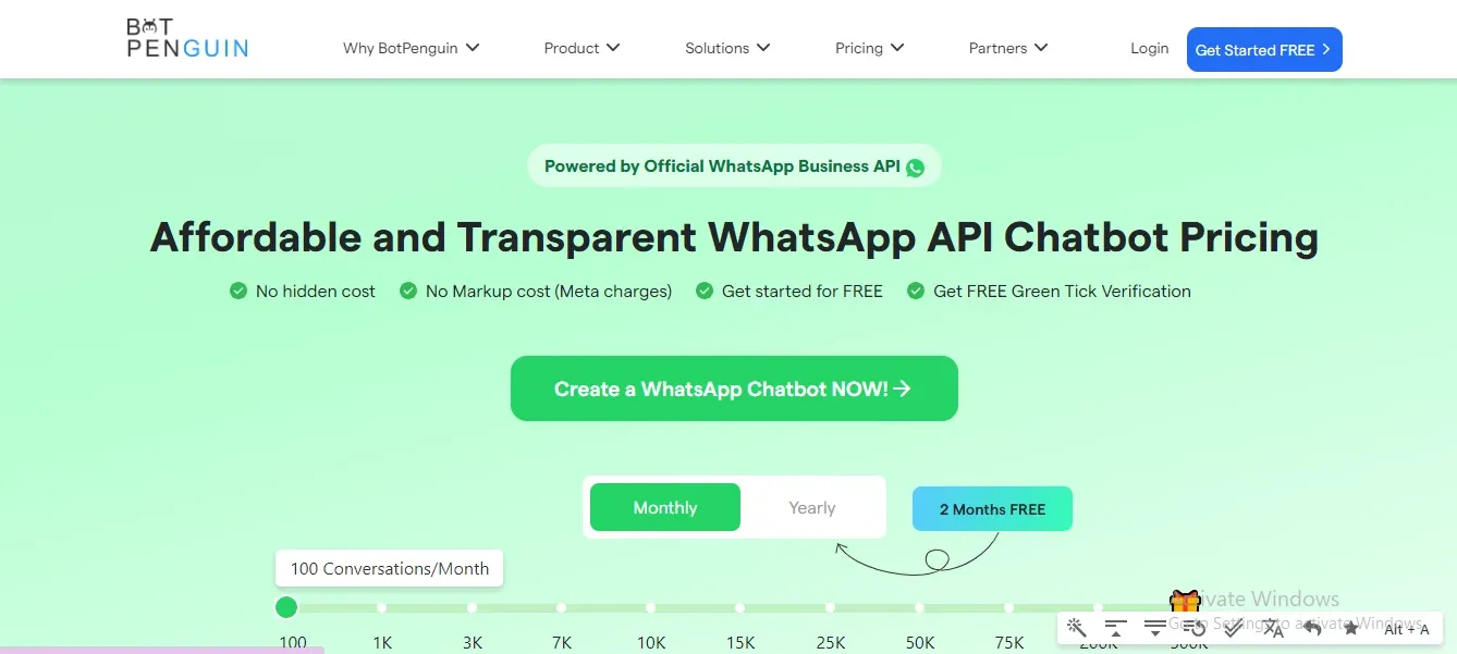 Cost per Conversation in BotPenguin's WhatsApp Chatbot