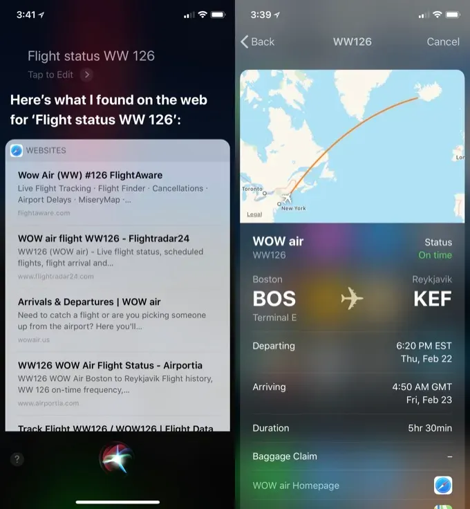 Check the Status of Your Flight with Siri