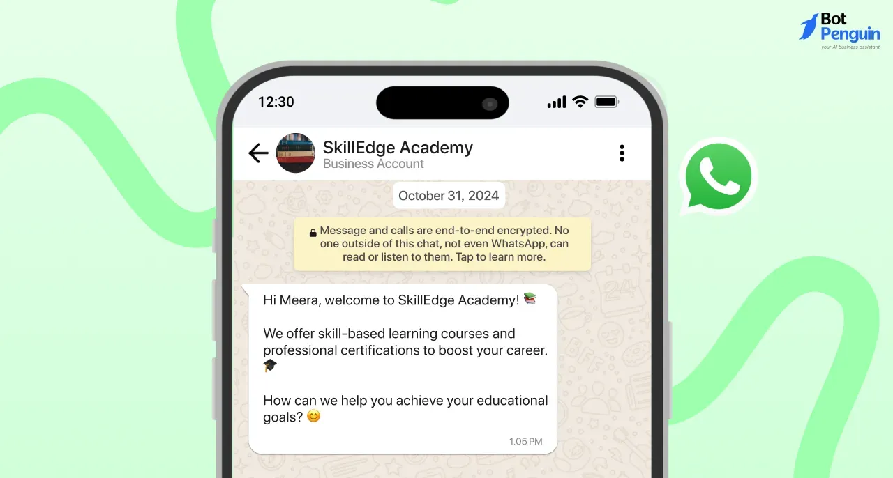 WhatsApp Business introduction message for Education Businesses