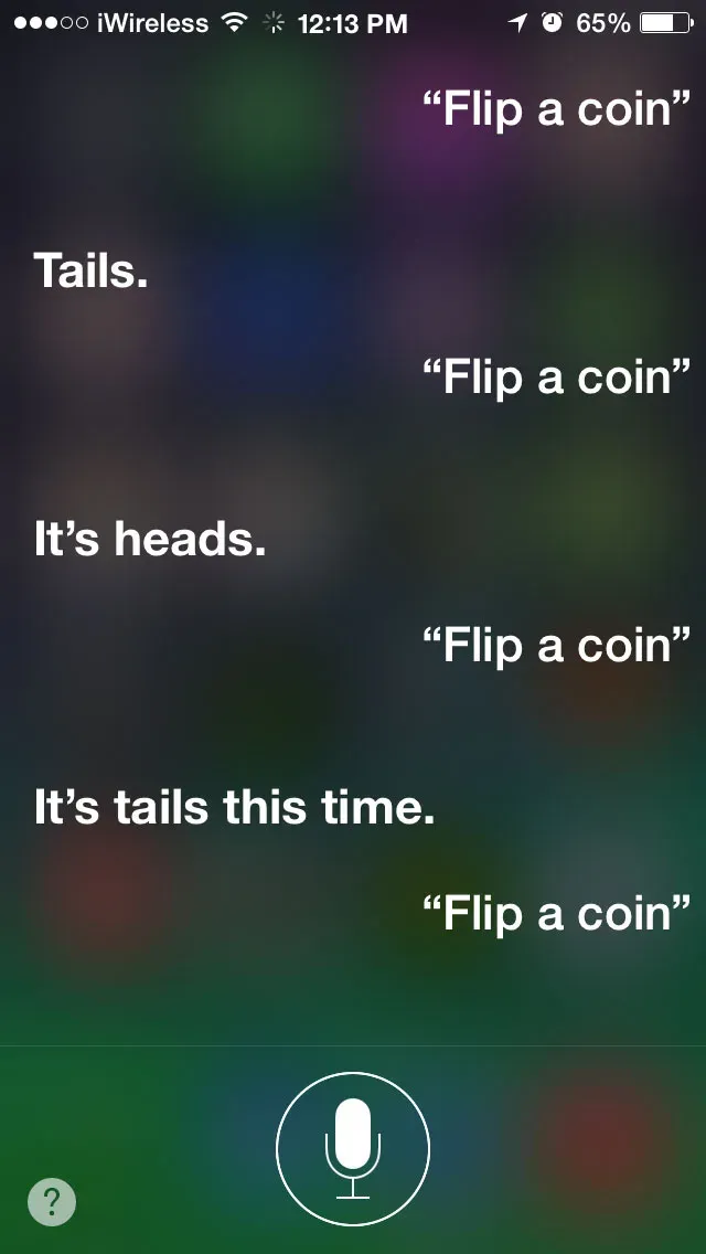 Flip a coin, roll a die with Siri