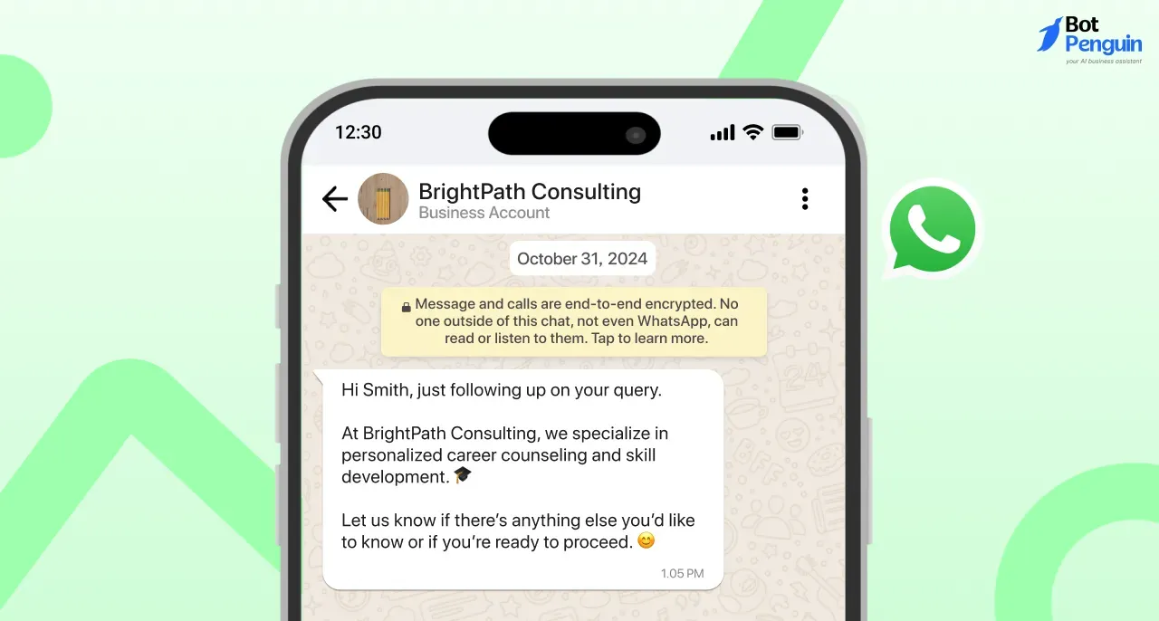 WhatsApp Business Introduction  Message for Following Up on a Customer Inquiry