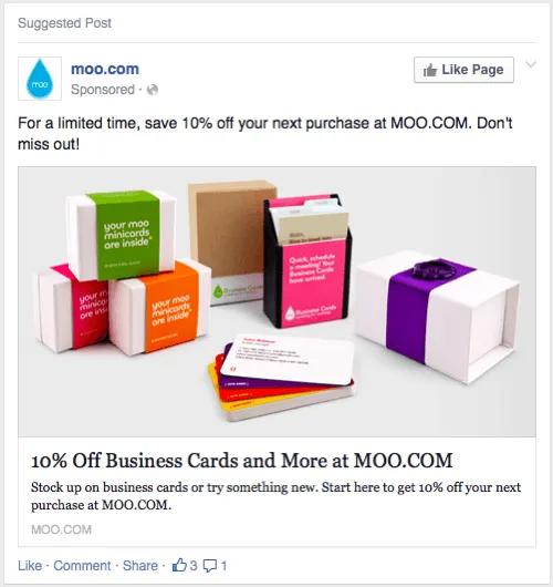 MOO facebook marketing