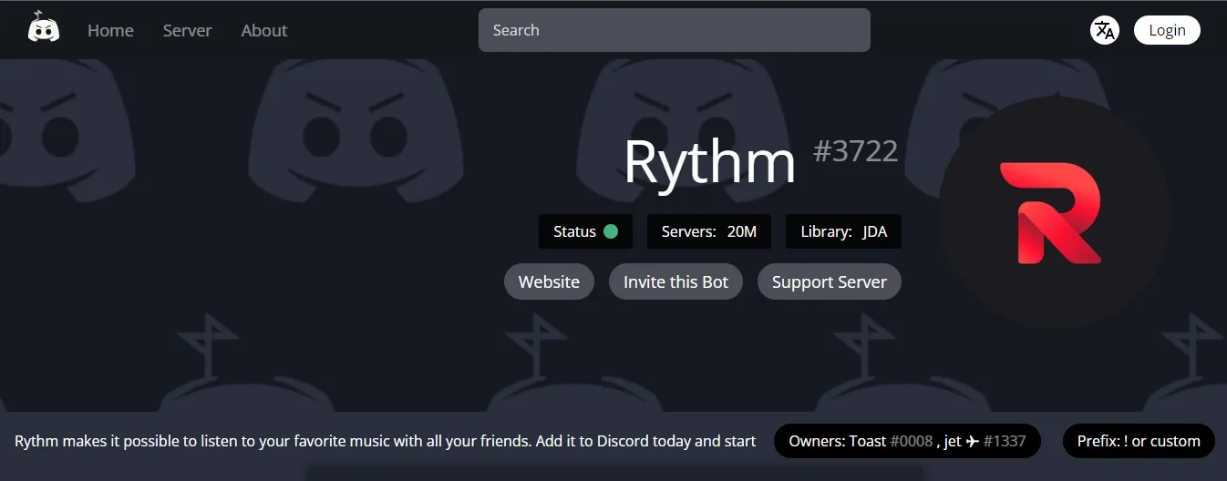 Rythm homepage