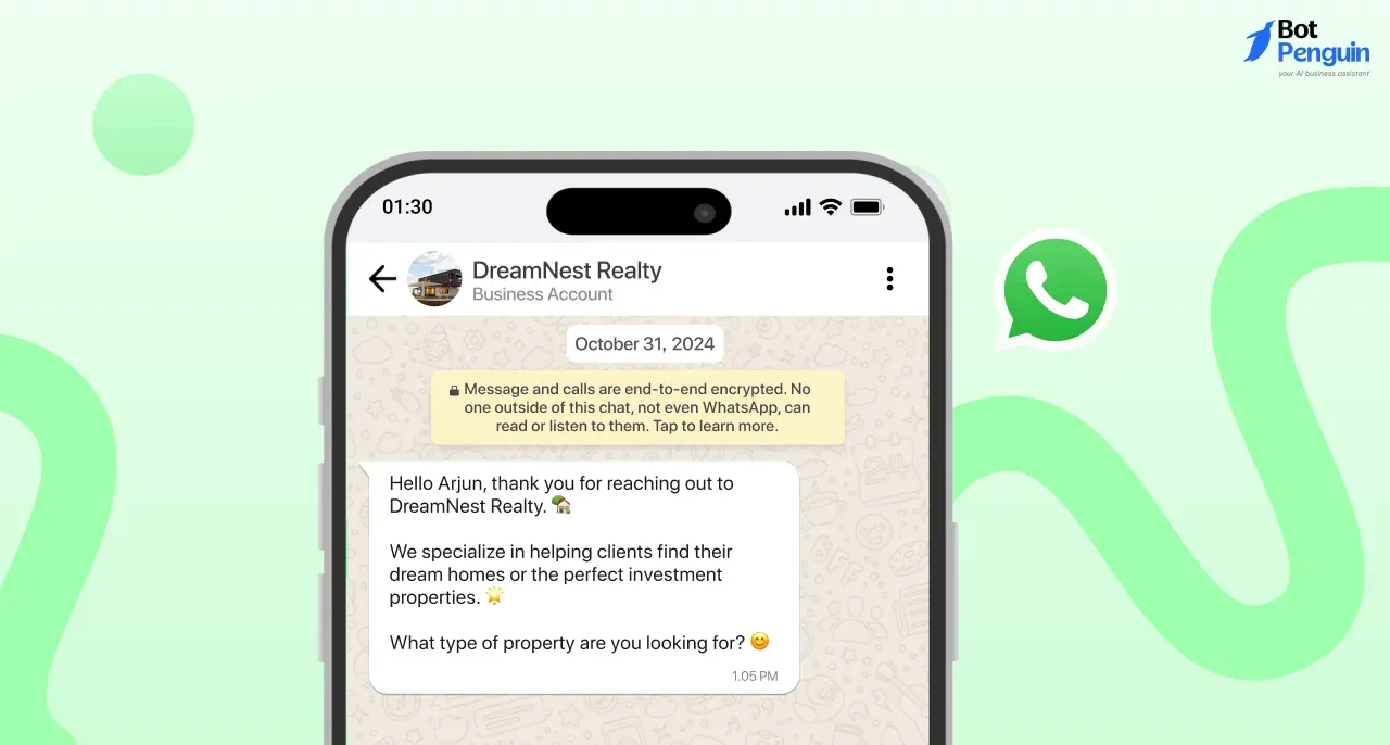 WhatsApp introduction message for Real Estate