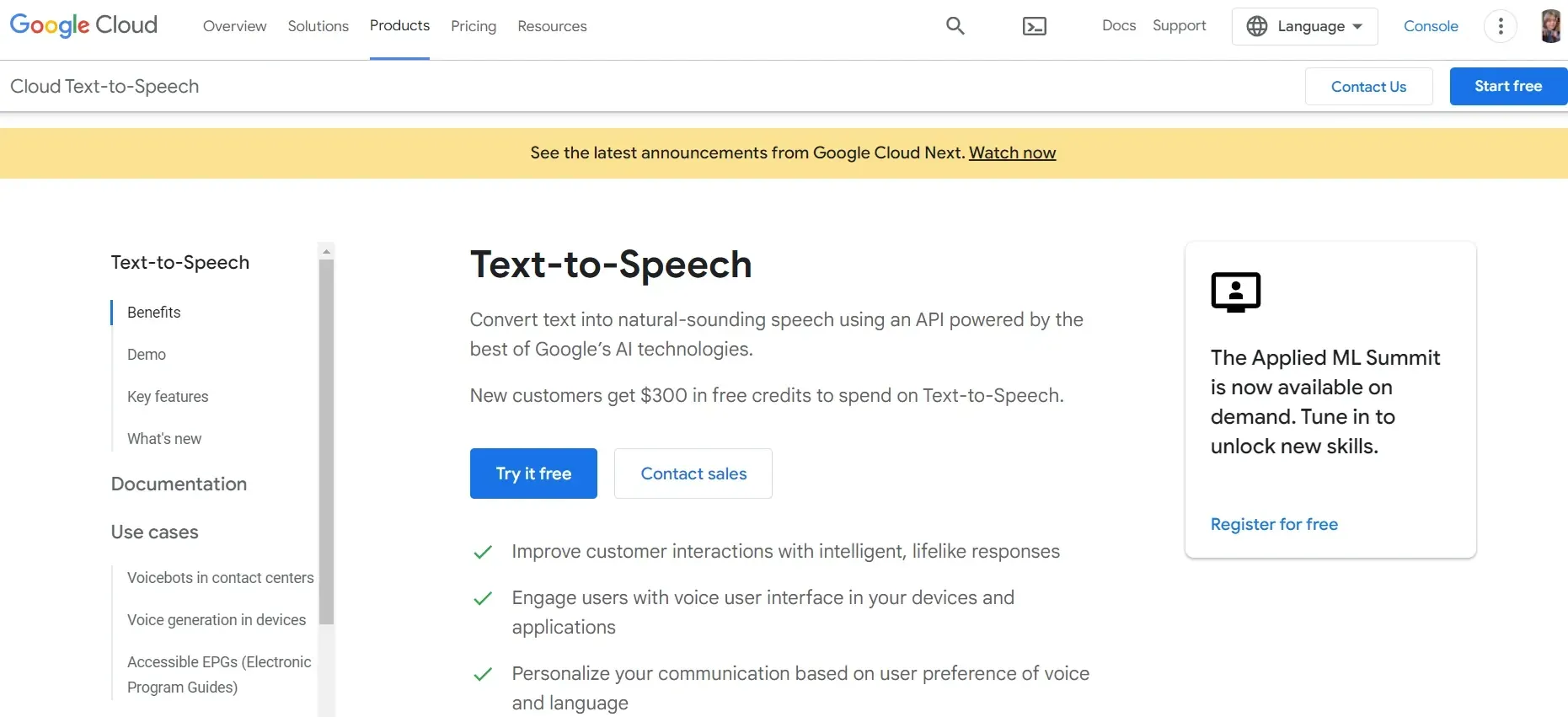 Google Cloud Text-to-Speech