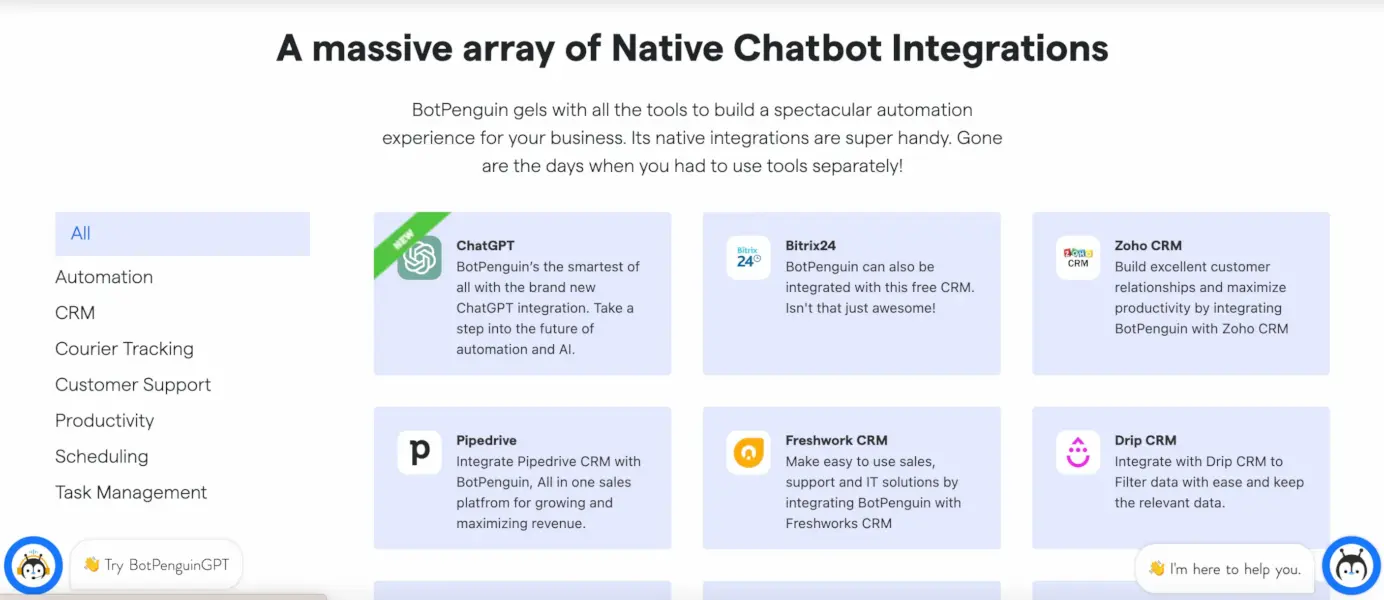 Extensive integration with chatbots