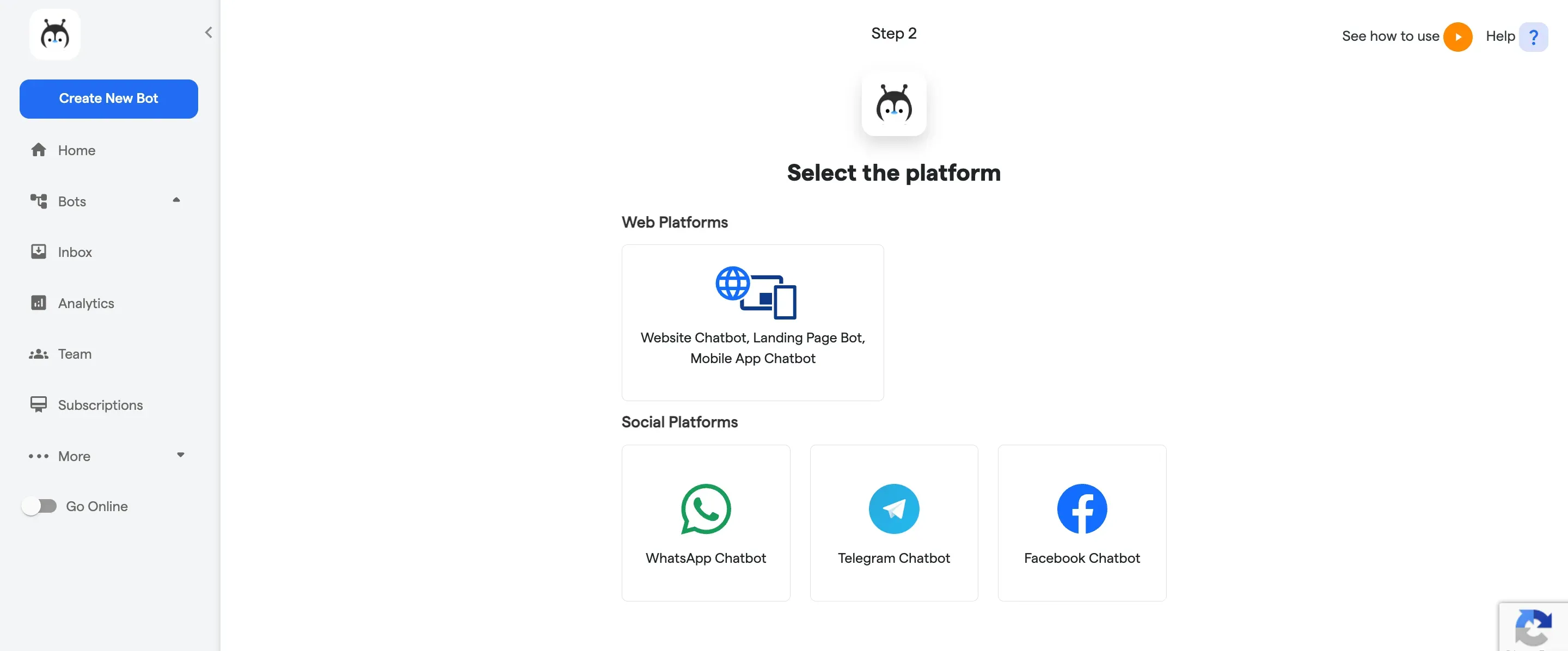 Select the Platform on BotPenguin