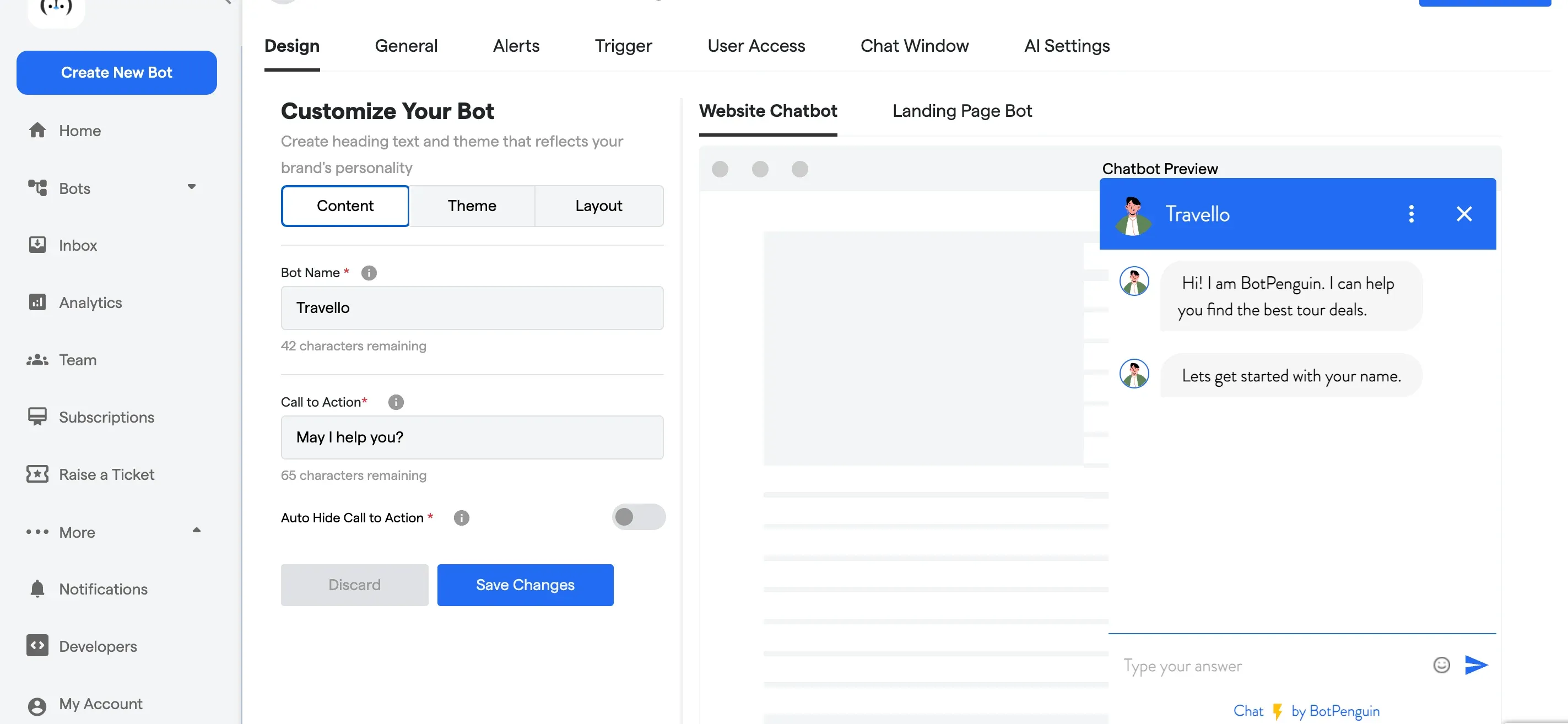Customize your chatbot