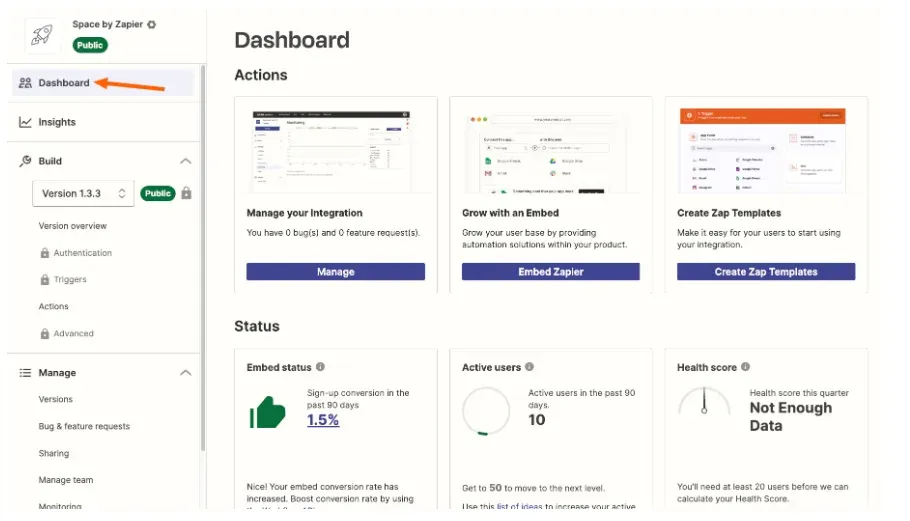 Zapier dashboard