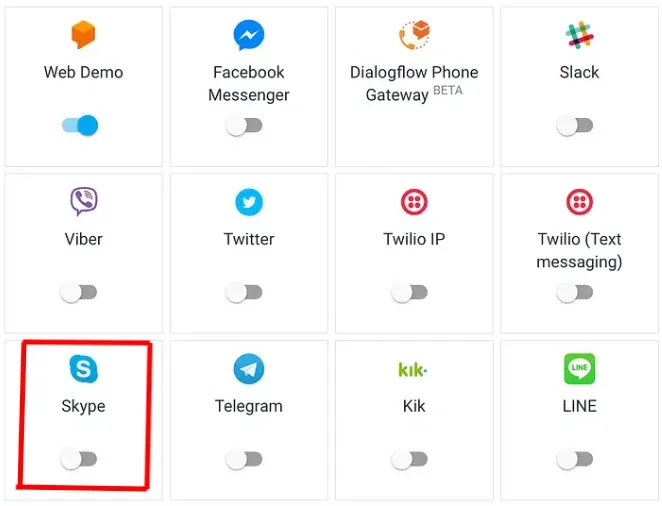 Dialogflow Integrations with Skype