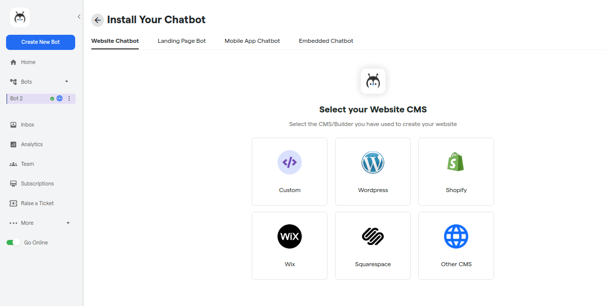 Installing Chatbot on Squarespace