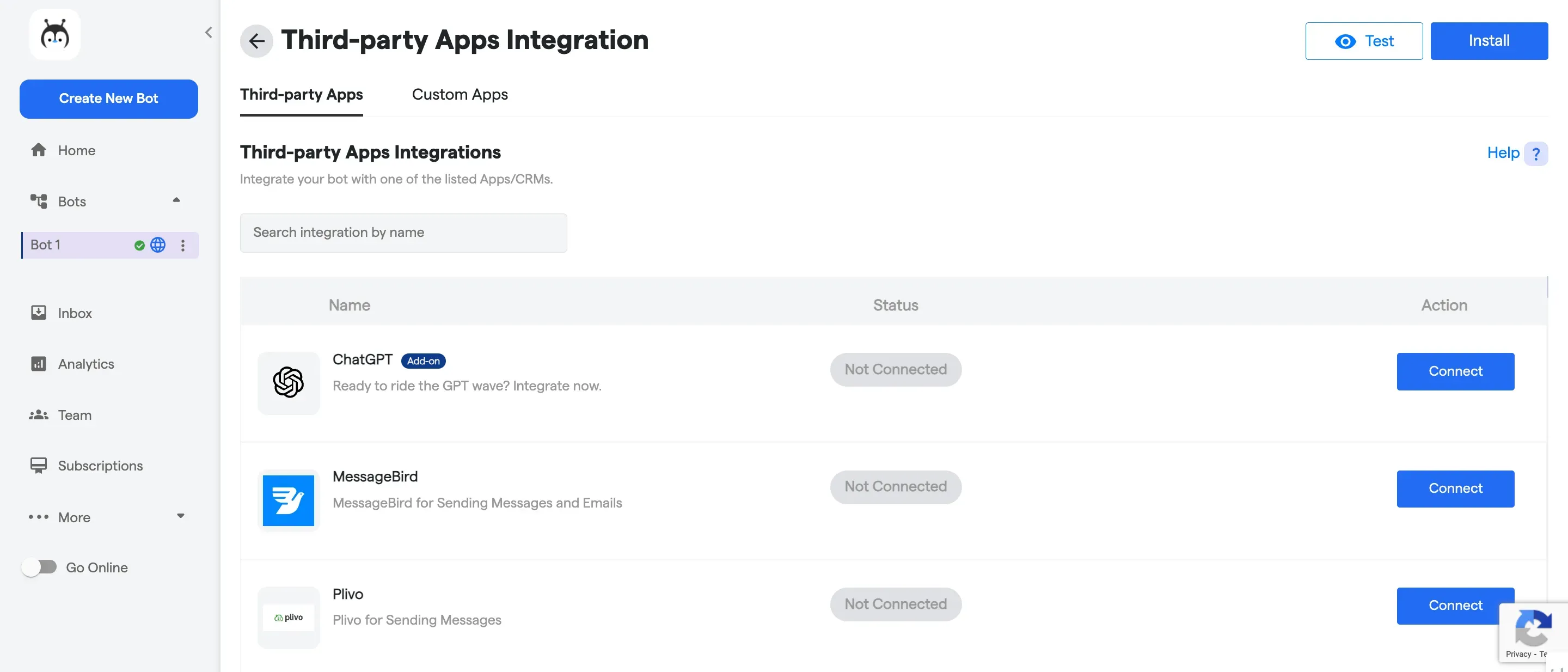 Integrating your chatbot with third party app