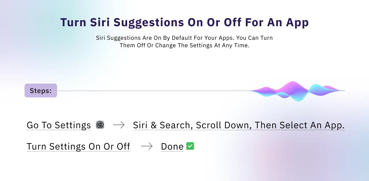 Siri's suggestions Turn off for specific apps.