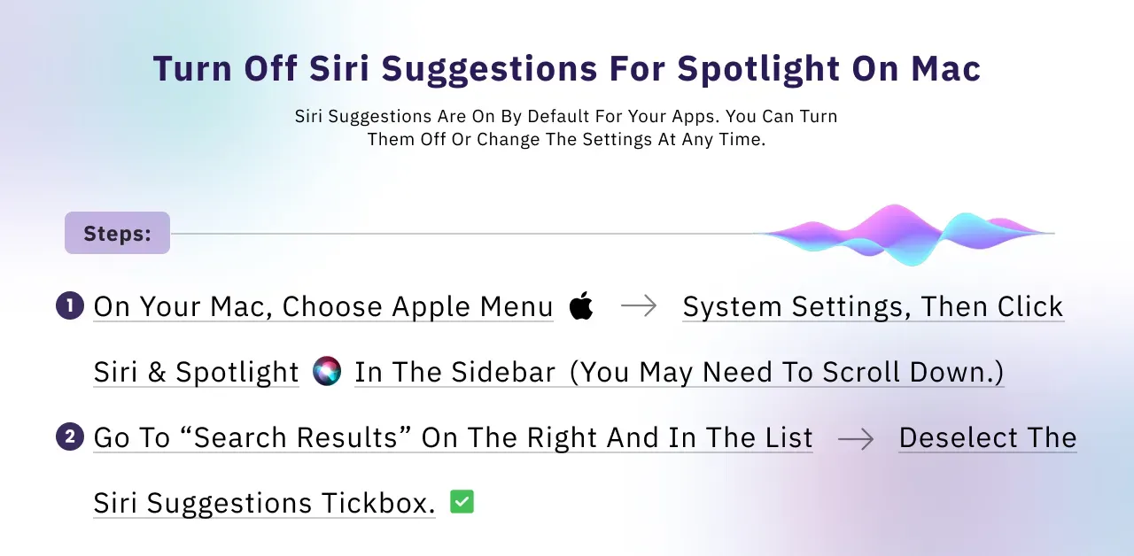 Turn off Siri Suggestions for Mac