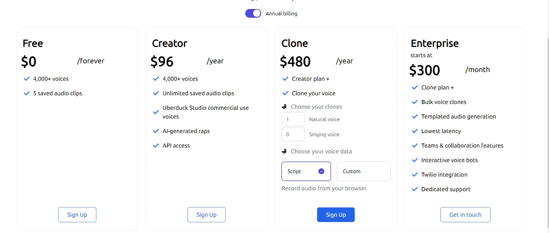 Uberduck AI Pricing