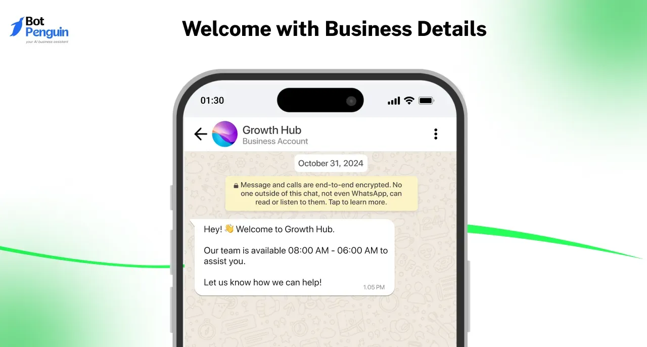 Welcome with Business Details