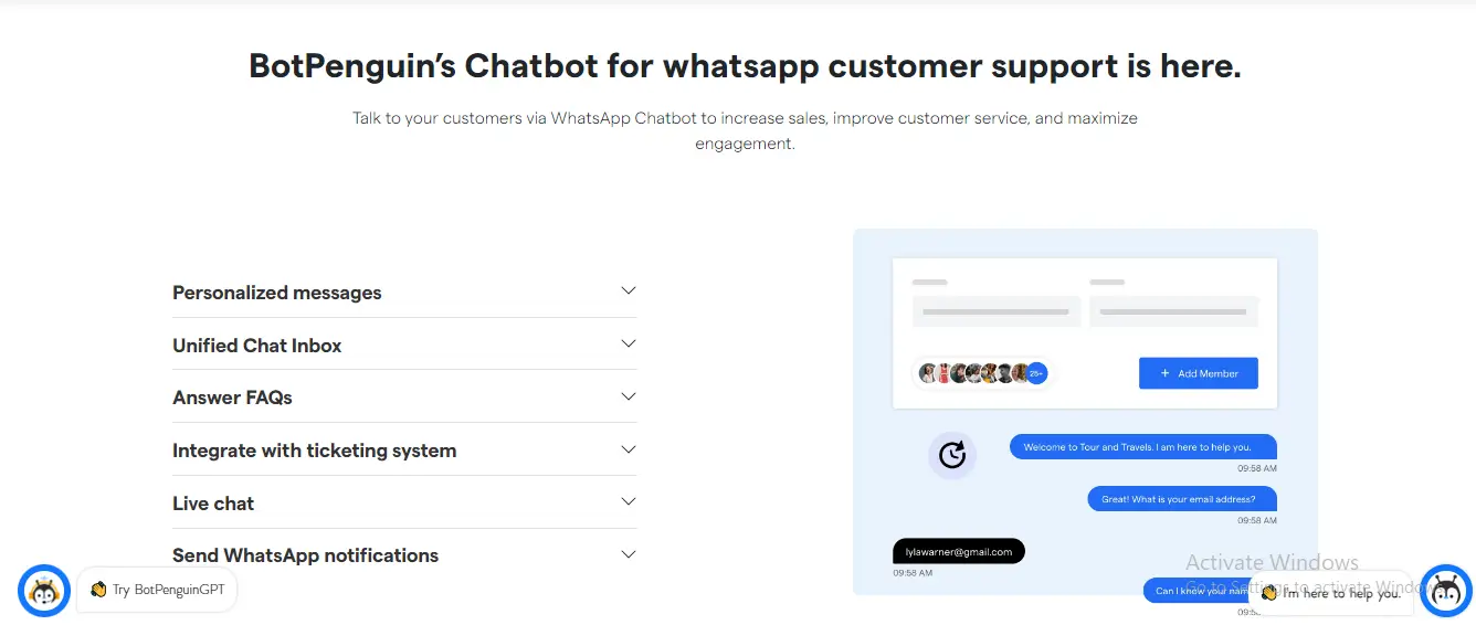 Whatsapp Chatbot for customer support