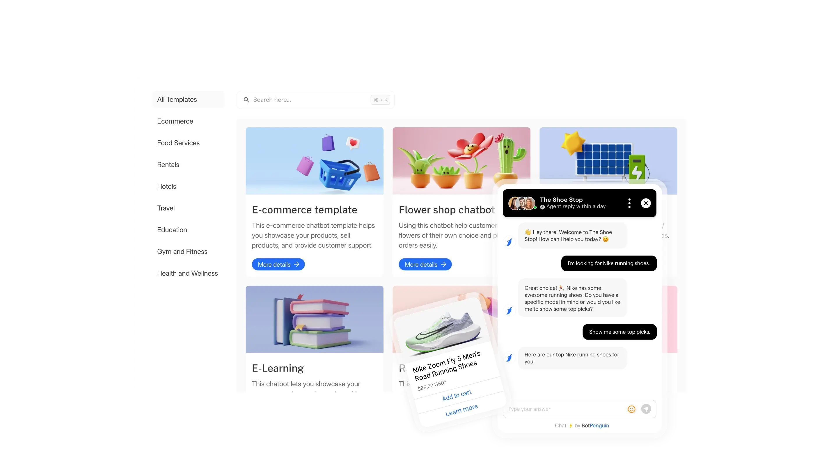 botpenguin chatbot templates