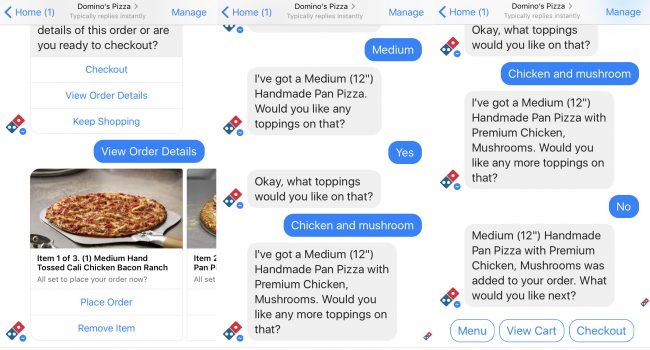 dominos facebook chatbot