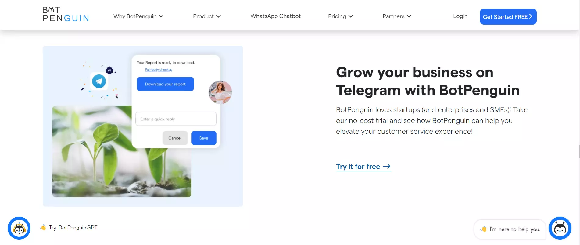 BotPenguin Telegram chatbot