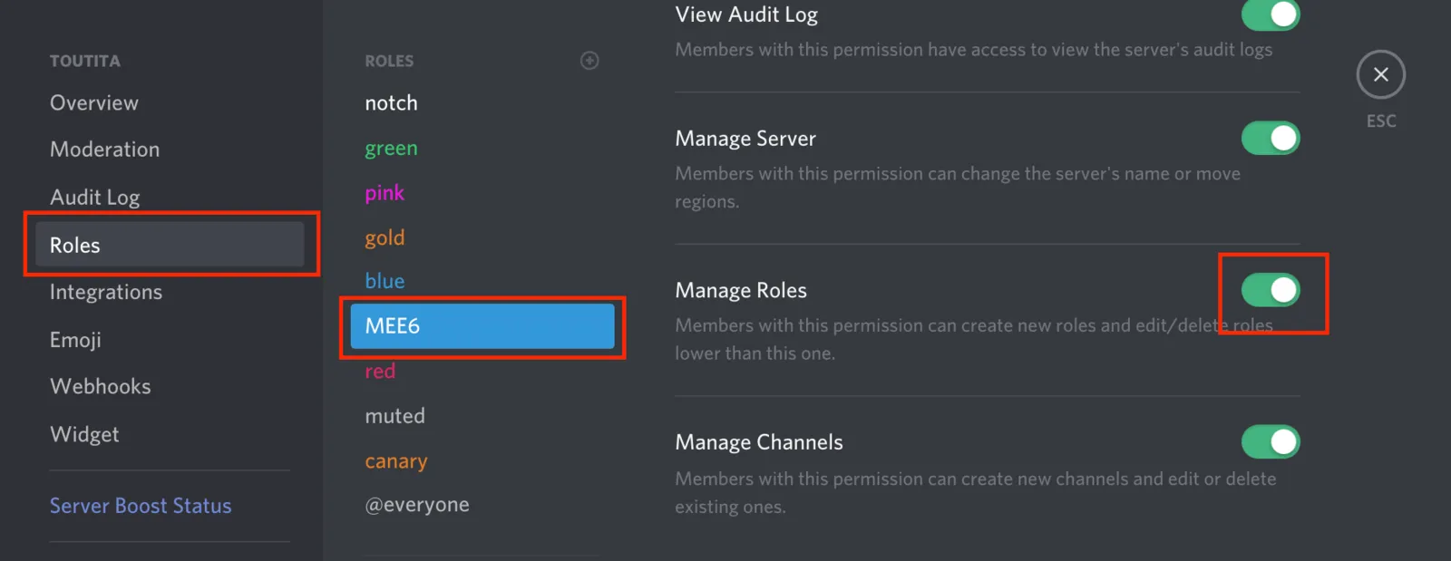 configure the permissions for the MEE6 music bot plugin