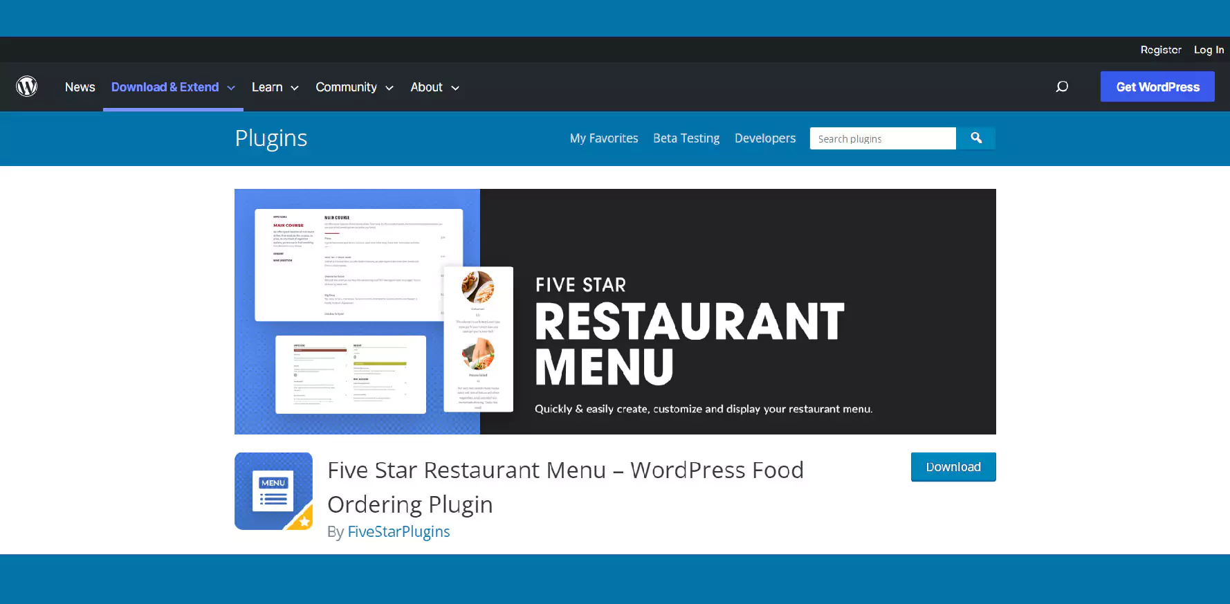 FastFood Restaurant Menu Plugin