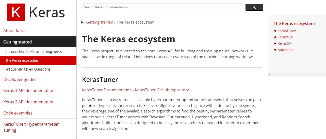 keras ecosystem