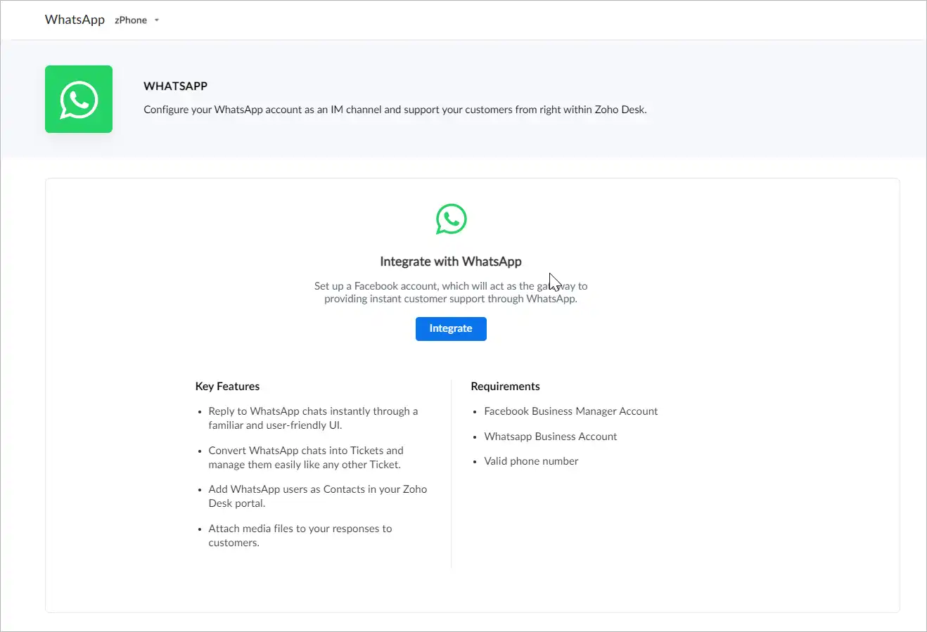Setting Up WhatsApp Integration with Zoho Desk
