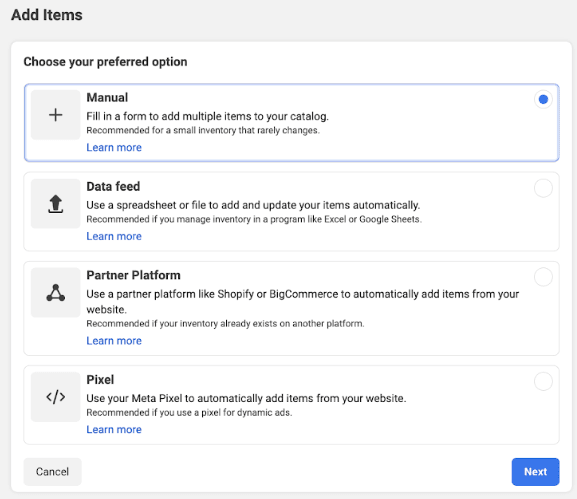 Add Products Manually Through Meta Commerce Manager
