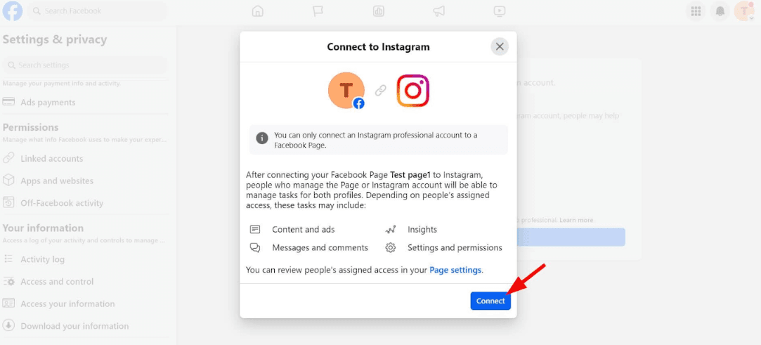 Connect a Facebook Page