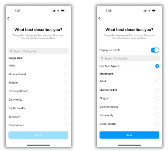 List of Different Categories of Instagram Business Accounts (Alphabetized)