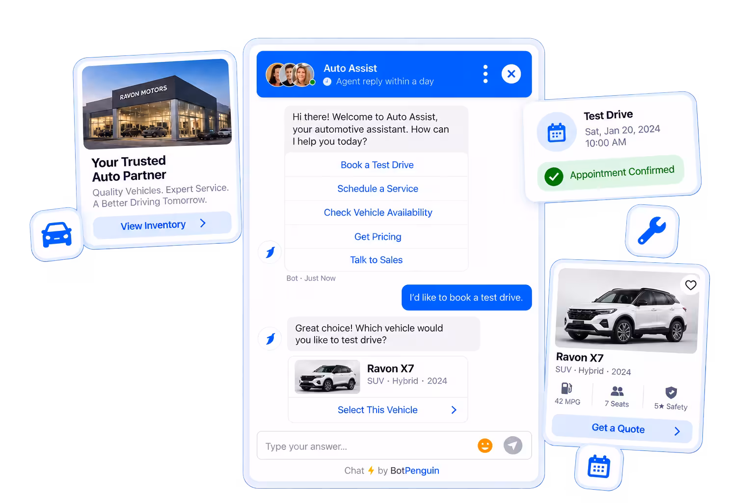 Automotive AI chatbot interface for car dealerships