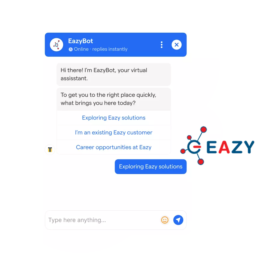 EazyBot website chatbot by BotPenguin automating B2B lead qualification for Eazy ERP