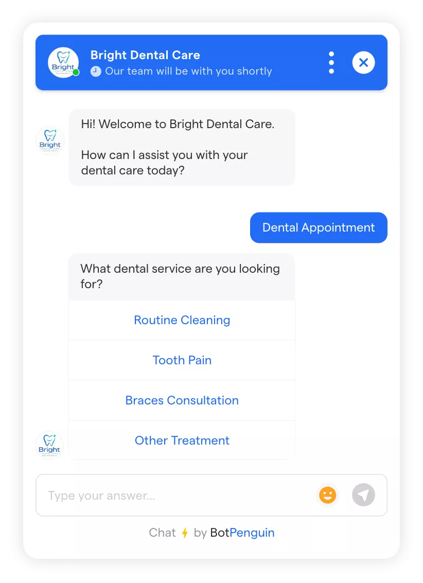 Happy Family Dental Centre patients booking appointments via BotPenguin chatbot across 6 languages