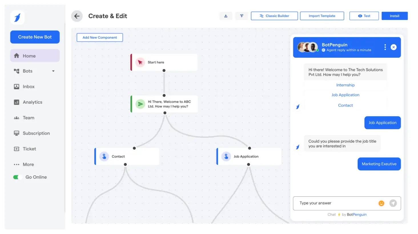 A No Code Chatbot Builder: Simplifying Chatbot Creation