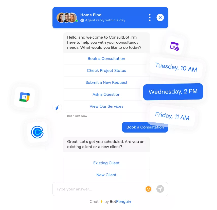 Consultancy AI chatbot interface