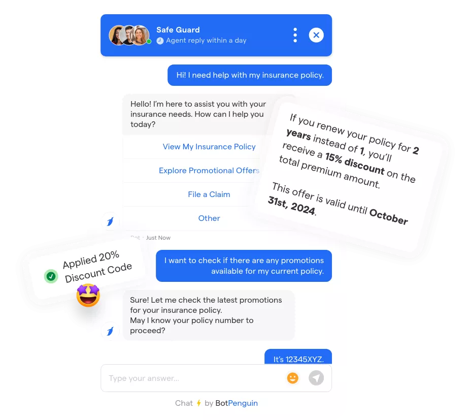 Insurance AI chatbot interface