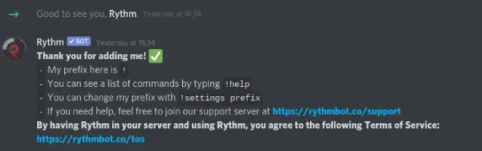 Configure Rythm's settings