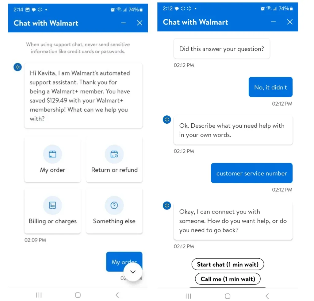 walmart chatbot