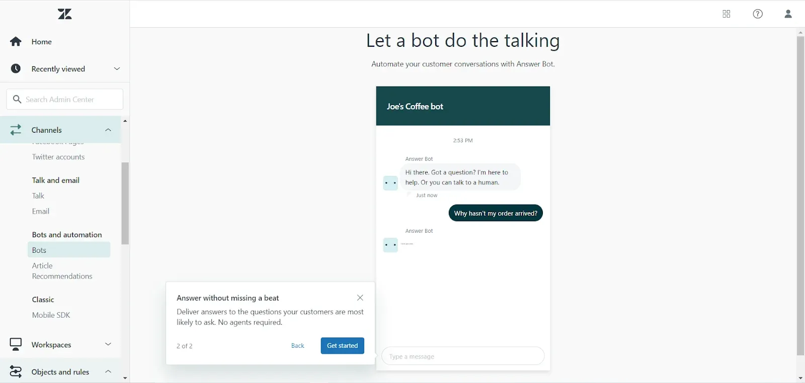 Zendesk chatbot